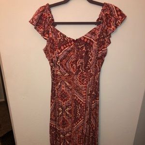 Boho Red Off the Shoulder Dress